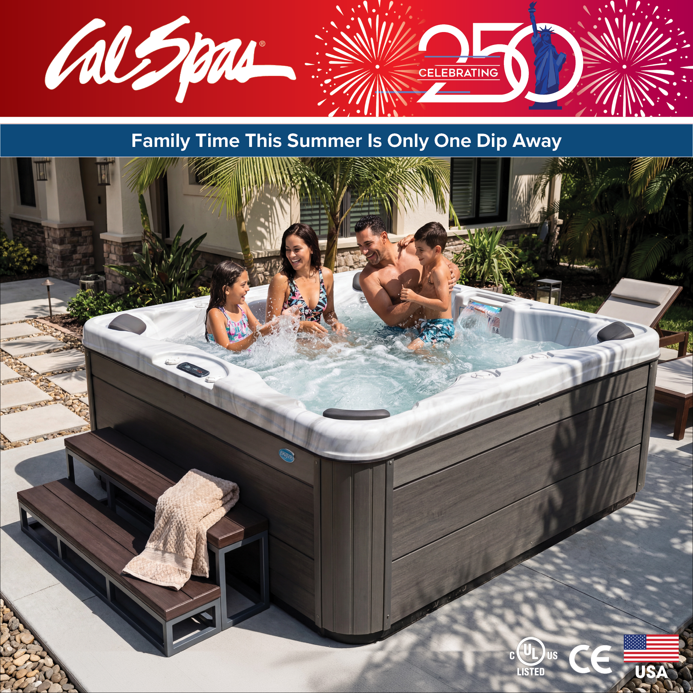Calspas hot tub being used in a family setting - Albuquerque
